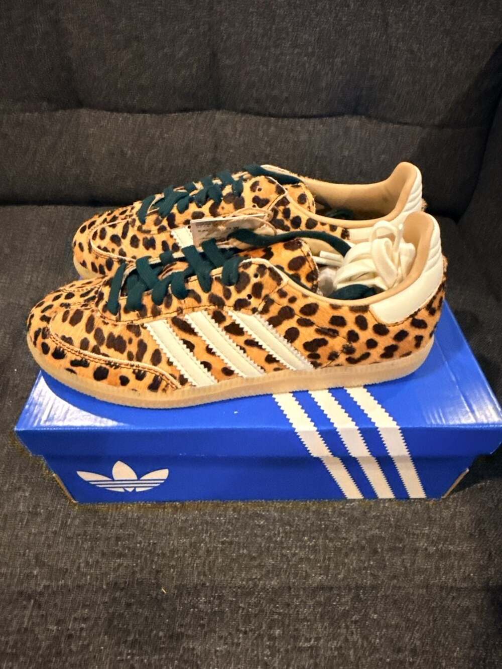 6.5W - Adidas Samba Pony Hair Leopard Print Sneakers - Picture 2 of 8